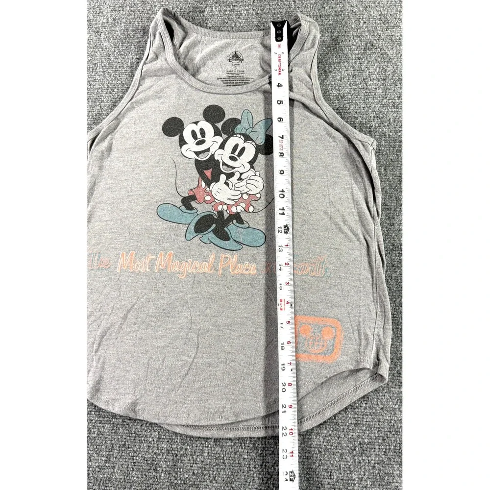 Disney Parks Mickey Minnie Mouse Gray Tank Top Most Magical Place on Earth Small - Picture 6 of 6
